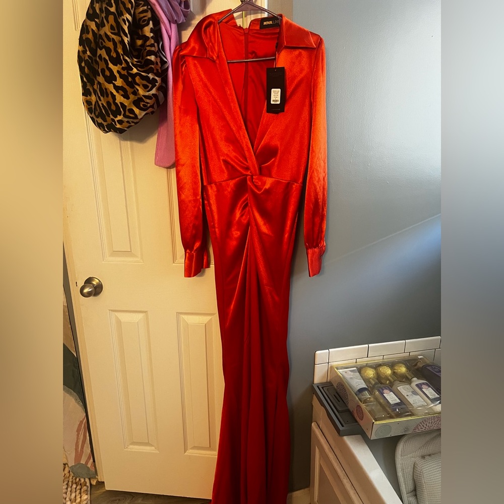 Fashion Nova Red Satin Jumpsuit